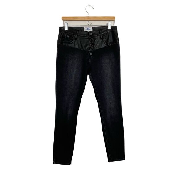 Current Elliott The Fused Faux Leather Skinny Jeans Size 28 Black Denim Moto Emo - Picture 4 of 12